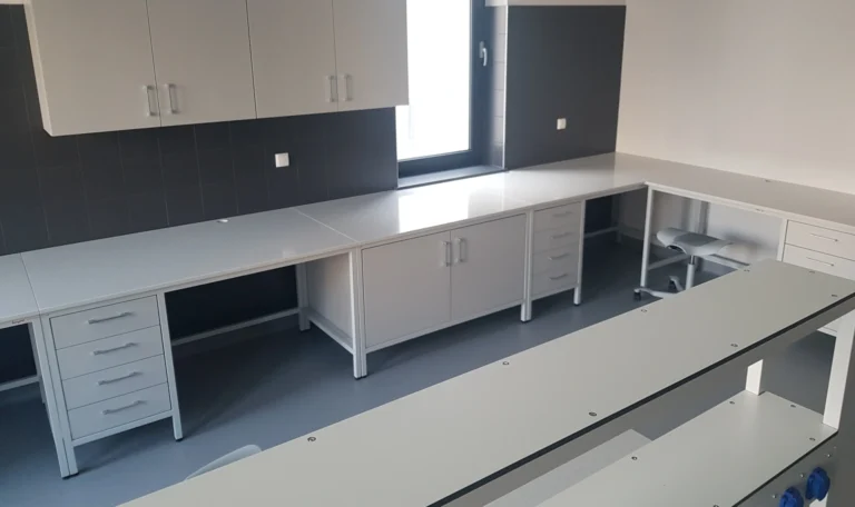 realizacja Mori Place nowoczesne wnętrza biurowe Uniwersytet Jana Kochanowskiego w Kielcach UJK wyposażenie laboratorium wydział medyczny projekt wnętrz zabudowy meblowe foto 6